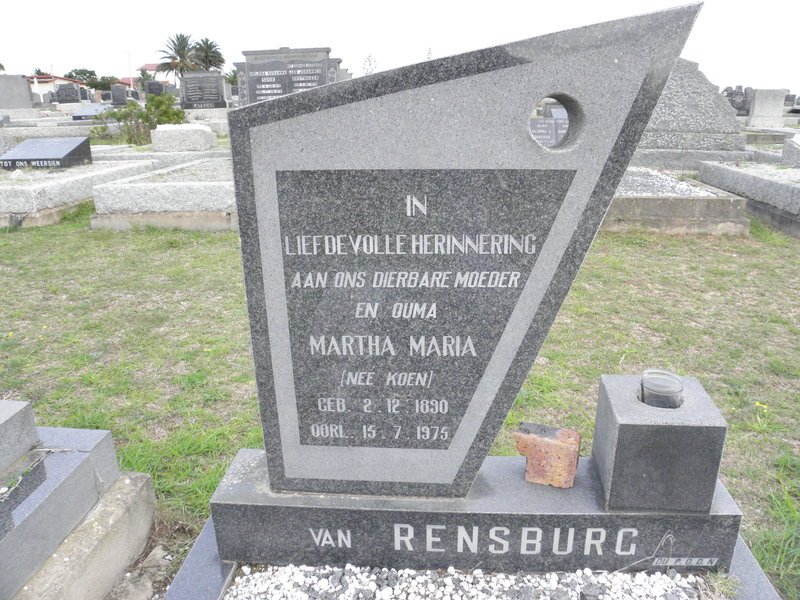 RENSBURG Martha Maria, van nee KOEN 1890-1975