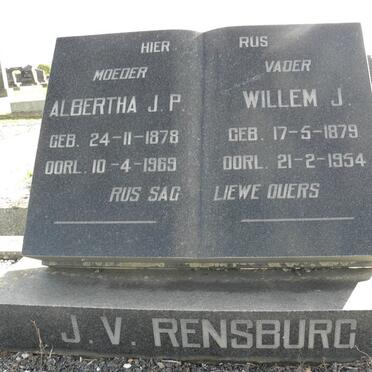 RENSBURG Willem J., J.V. 1879-1954 &amp; Albertha J.P. 1878-1969