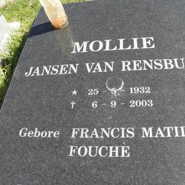RENSBURG Francis Matilda, Jansen van nee FOUCHÉ 1932-2003