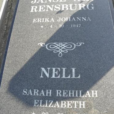 RENSBURG Erika Johanna, Janse van 1947- :: NELL Sarah Rehilah Elizabeth 1915-1998