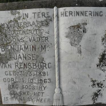 RENSBURG Benjamin M., Janse van 1891-1963 &amp; Maria ?