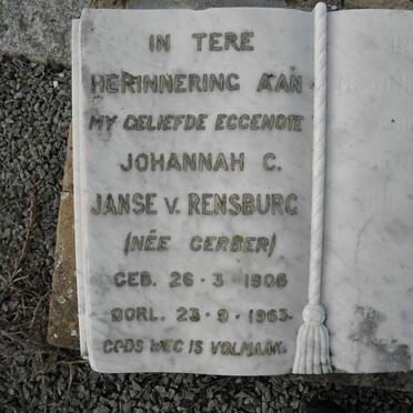 RENSBURG Johannah C., Janse v. nee GERBER 1906-1963