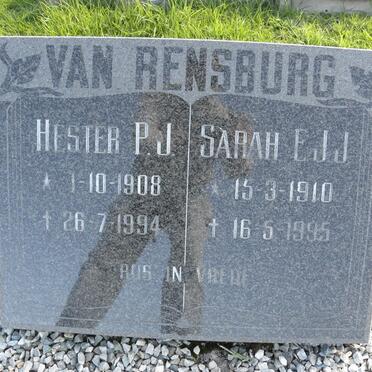 RENSBURG Hester P.J., van 1908-1994 :: VAN RENSBURG Sarah E.J.J. 1910-1995