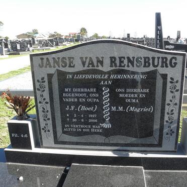 RENSBURG J.F., Janse van 1927-2006 &amp; M.M.