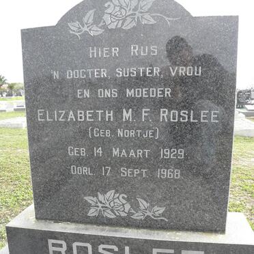 ROSLEE Elizabeth M.F. nee NORTJE 1929-1968