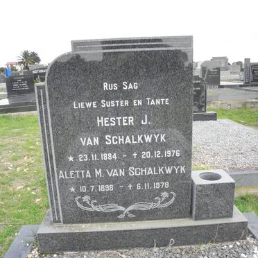 SCHALKWYK Hester J., van 1884-1976 :: VAN SCHALKWYK Aletta M. 1898-1978