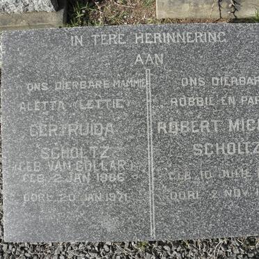 SCHOLTZ Robert Michael 1885-1956 &amp; Aletta Gertruida VAN COLLAR 1886-1971