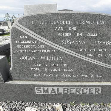 SMALBERGER Johan Wilhelm 1891-1967 &amp; Susanna Elizabeth 1898-1980