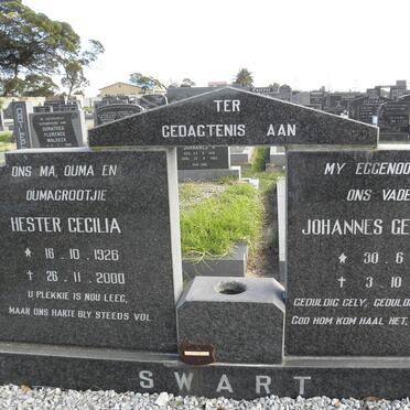 SWART Johannes Gerhardus 1922-1979 &amp; Hester Cecilia 1926-2000