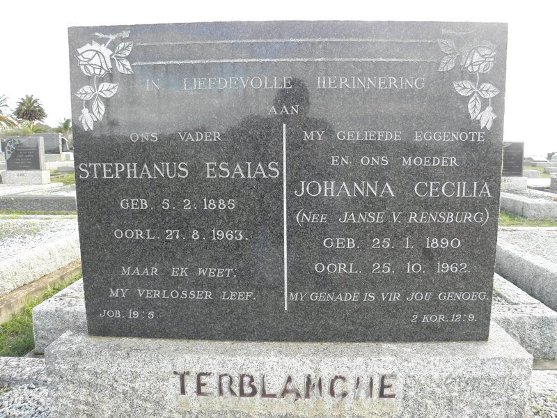 TERBLANCHE Stephanus Esaias 1885-1963 &amp; Johanna Cecilia JANSE V. RENSBURG 1890-1962