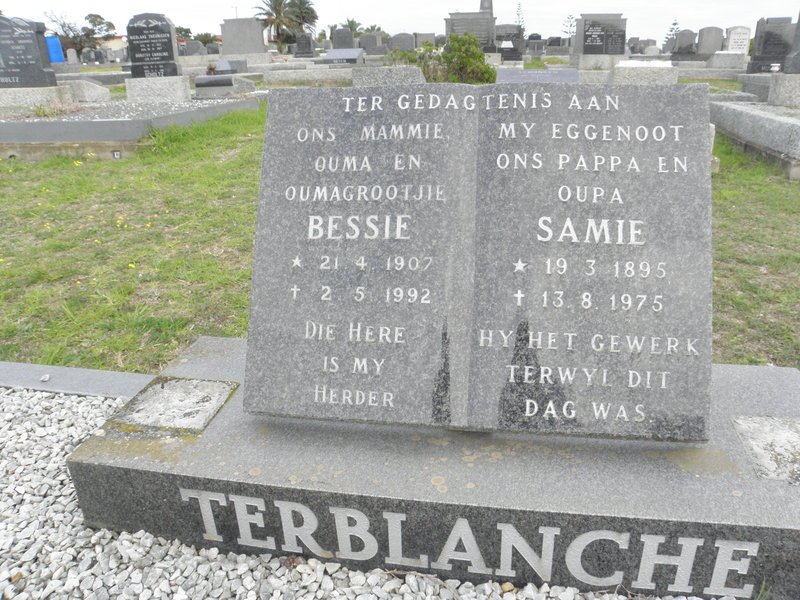 TERBLANCHE Samie 1895-1975 &amp; Bessie 1907-1992