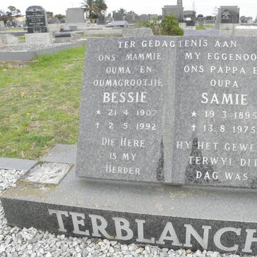 TERBLANCHE Samie 1895-1975 &amp; Bessie 1907-1992