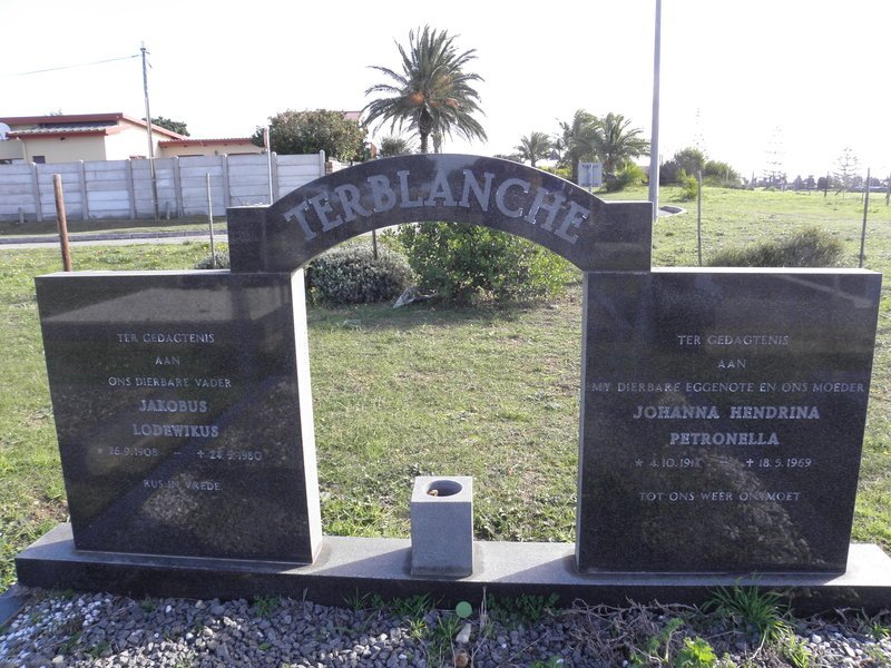 TERBLANCHE Jakobus Lodewikus 1908-1980 &amp; Johanna Hendrina Petronella 1911-1969