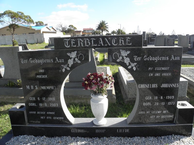 TERBLANCHE Cornelius Johannes 1909-1973 &amp; M.D.S. 1916-2003