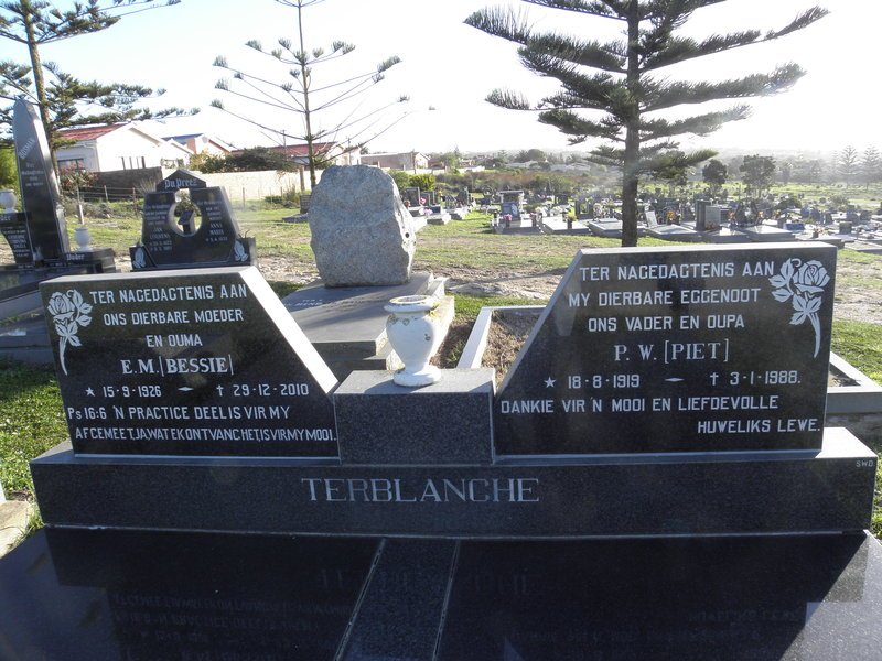 TERBLANCHE P.W. 1919-1988 &amp; E.M. 1926-2010