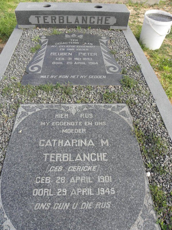 TERBLANCHE Reuben Pieter 1893-1964 &amp; Catharina M. GERICKE 1901-1945