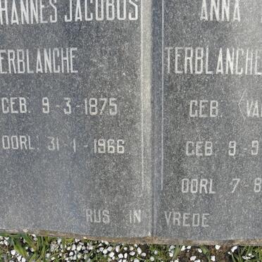 TERBLANCHE Johannes Jacobus 1875-1966 &amp; Anna Maria VAN WYK 1868-1959