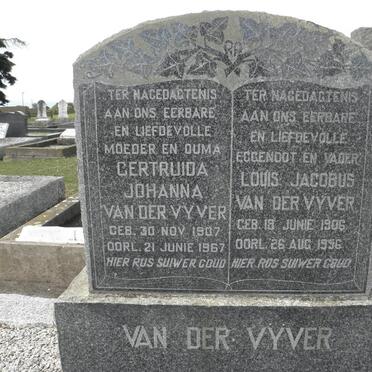 VYVER Louis Jacobus, van der 1906-1956 &amp; Gertruida Johanna 1907-1967