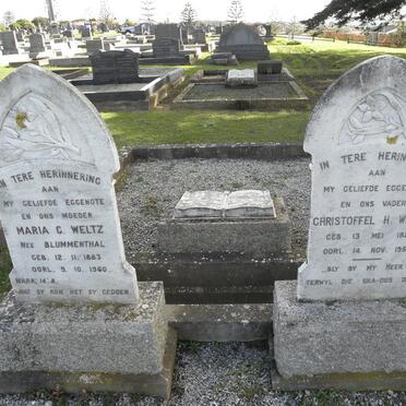 WELTZ Christoffel H. 1881-1953 &amp; Maria C. BLUMMENTHAL 1883-1960