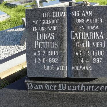 WESTHUIZEN Lukas Petrus, van der 1904-1992 &amp; Catharina J. OLIVIER 1906-1997