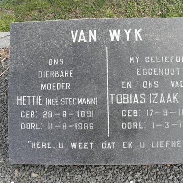 WYK Tobias Izaak, van 1884-1968 &amp; Hettie STEGMANN 1891-1986