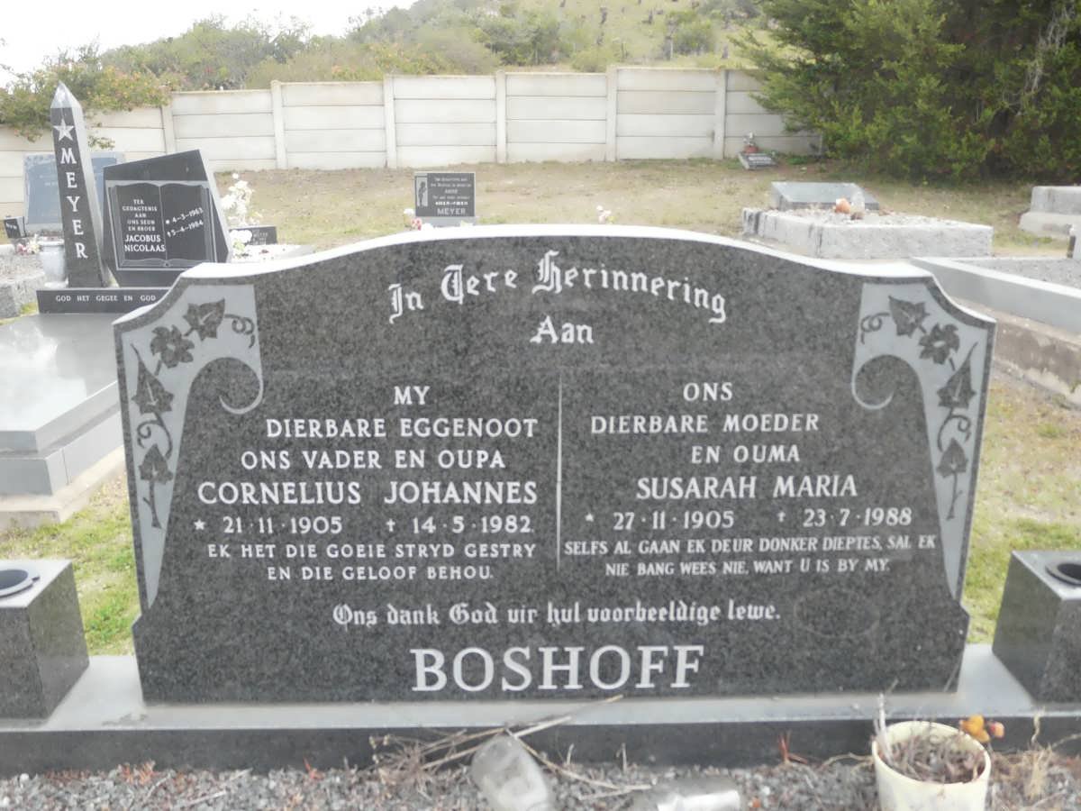 BOSHOFF Cornelius Johannes 1905-1982 &amp; Susarah Maria 1905-1988