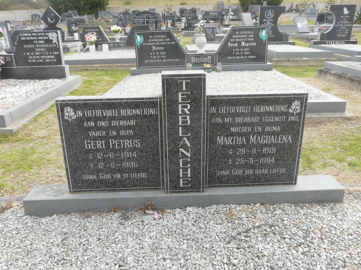 TERBLANCHE Gert Petrus 1914-1996 &amp; Martha Magdalena 1919-1994