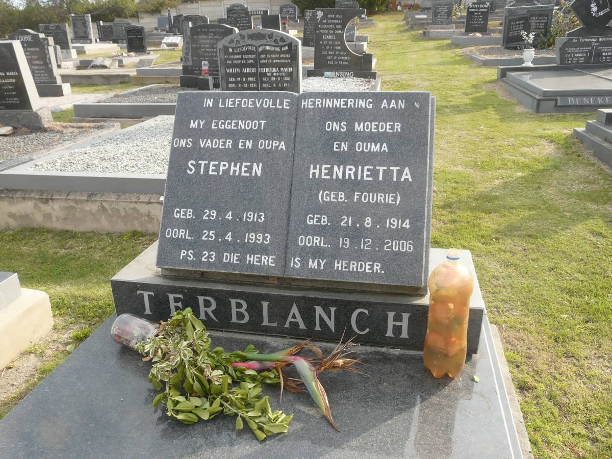 TERBLANCHE Stephen 1913-1993 & Henrietta FOURIE 1914-2006
