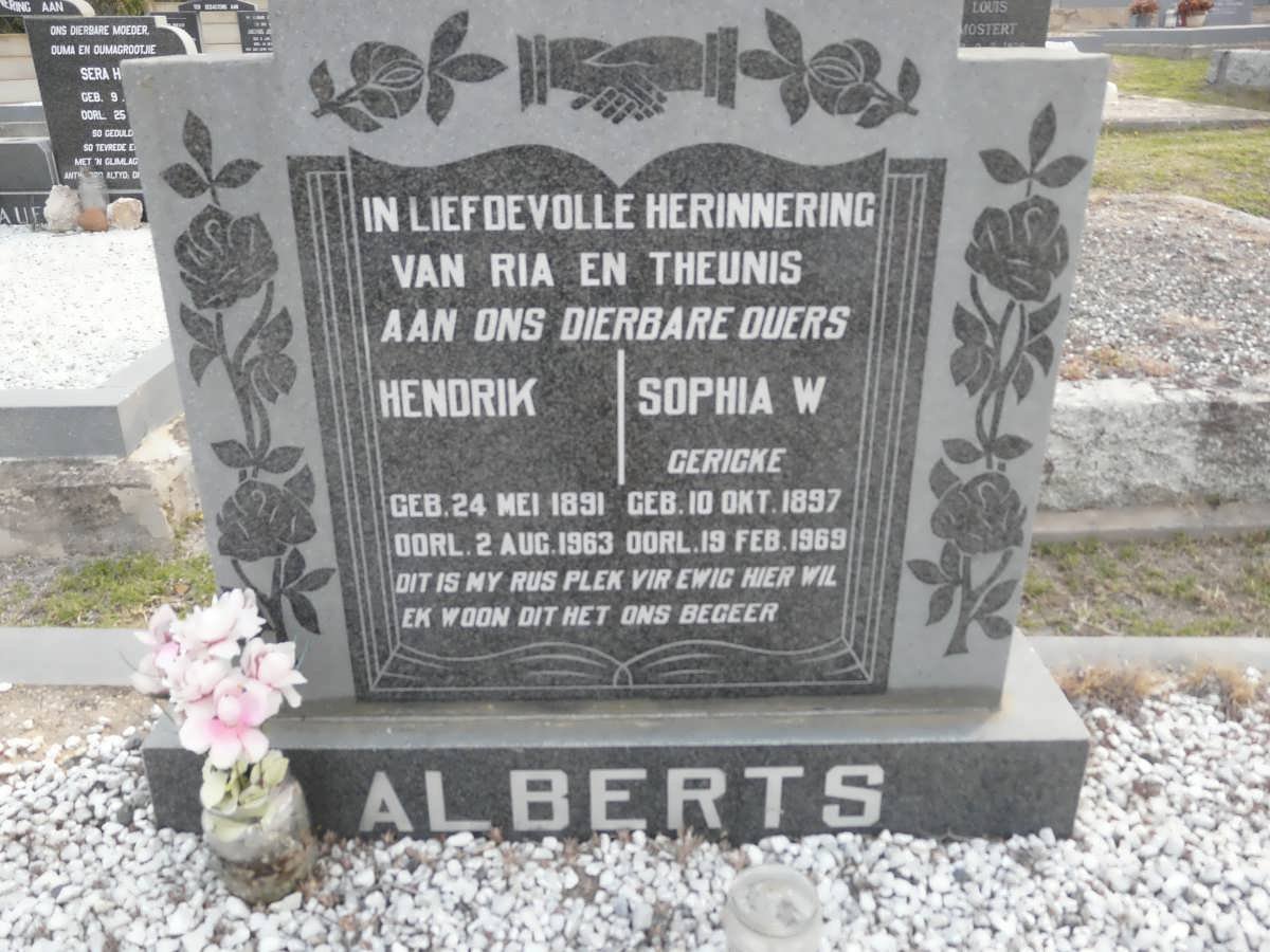 ALBERTS Hendrik 1891-1963 & Sophia W. GERICKE 1897-1969