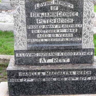 BERGH Benjamin George Peter -1942 &amp; Isabella Magdalena 1881-1951