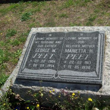 PEET George W. 1904-1954 &amp; Marietta H. 1913-1998
