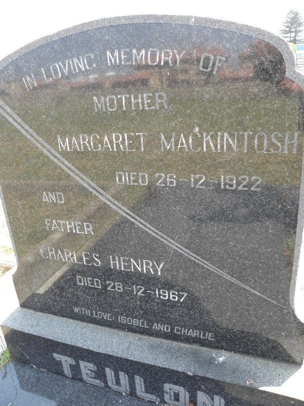 TEULON Charles Henry -1967 &amp; Margaret Mackintosh -1922