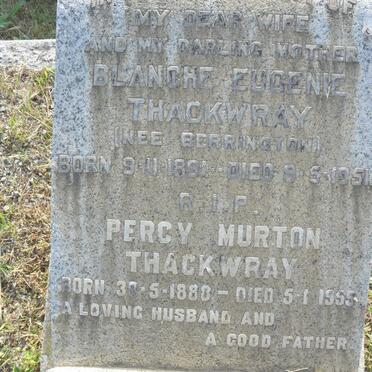 THACKWRAY Percy Murton 1888-1955 &amp; Blanche Eugenie BERRINGTON 1851-1951