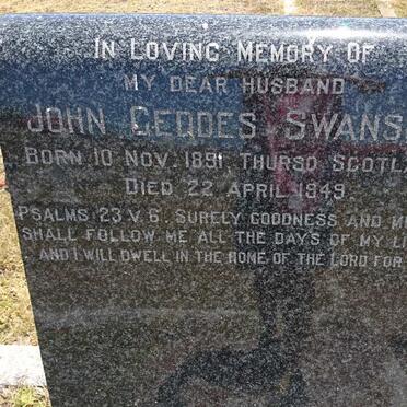 SWANSON John Geddes 1891-1949