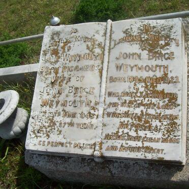 WEYMOUTH John Brice 1845-1923 &amp; Jane RICHARDS -1945