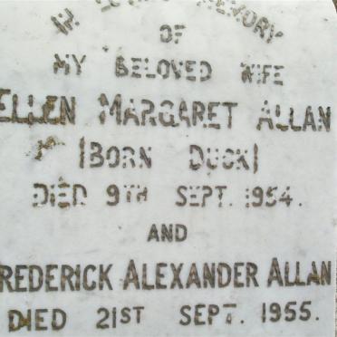 ALLAN Frederick Alexander -1955 &amp; Ellen Margaret DUCK -1954