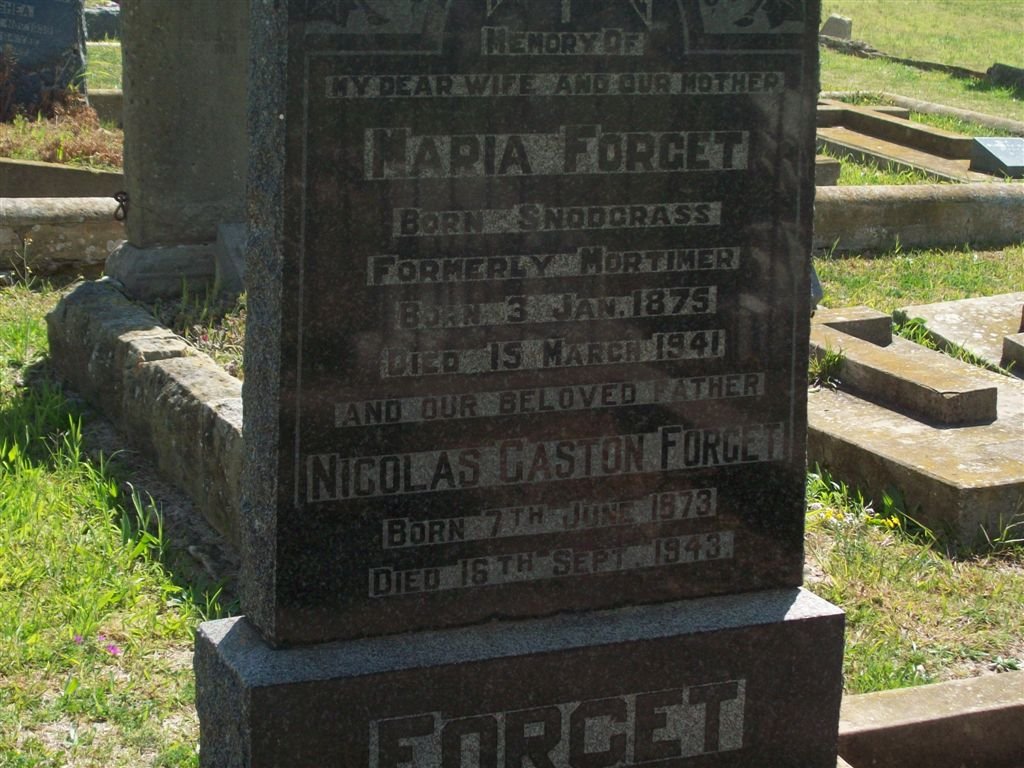 FORGET Nicolas Gaston 1873-1943 &amp; Maria MORTIMER nee SNODGRASS 1875-1941