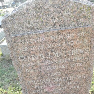 MATTHEWS William 1900-1968 &amp; Gladys J. 1899-1972