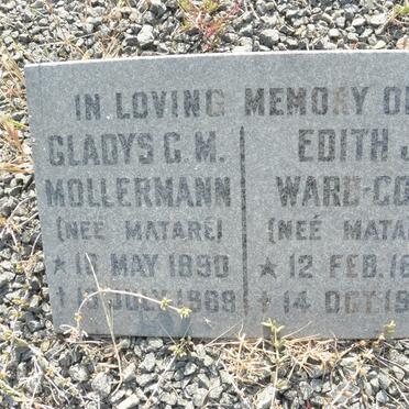MOLLERMAN Gladys C.M. nee MATARÉ 1890-1969 :: WARD-COX Edith J. nee MATARÉ 1885-1980