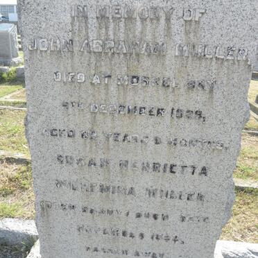 MULLER John Abraham -1929 &amp; Susan Henrietta Wilhemina BARRY 1852-1941