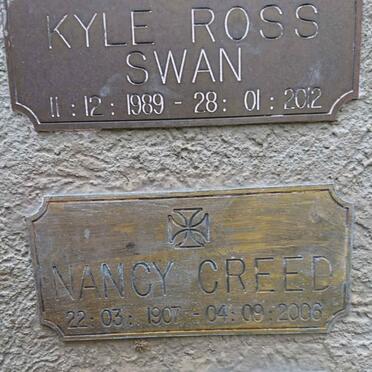SWAN Kyle Ross 1989-2012 :: CREED Nancy 1907-2006 :: MOUNTAIN Peter 1933-2009