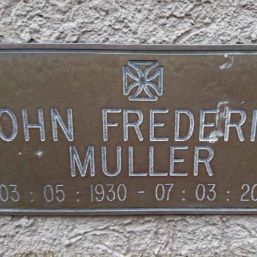 MULLER John Frederick 1930-2006