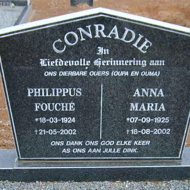 CONRADIE Philippus Fouche 1924-2002 &amp; Anna Maria 1925-2002