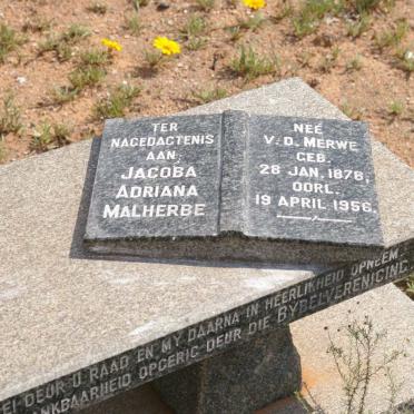 MALHERBE Jacoba Adriana nee V.D. MERWE 1878-1956