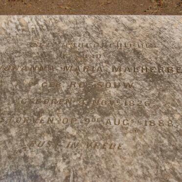 MALHERBE Johanna Maria nee ROSSOUW 1826-1888