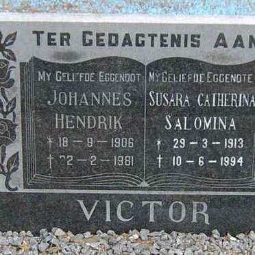 VICTOR Johannes Hendrik 1906-1981 &amp; Susara Catherina Salomina 1913-1994