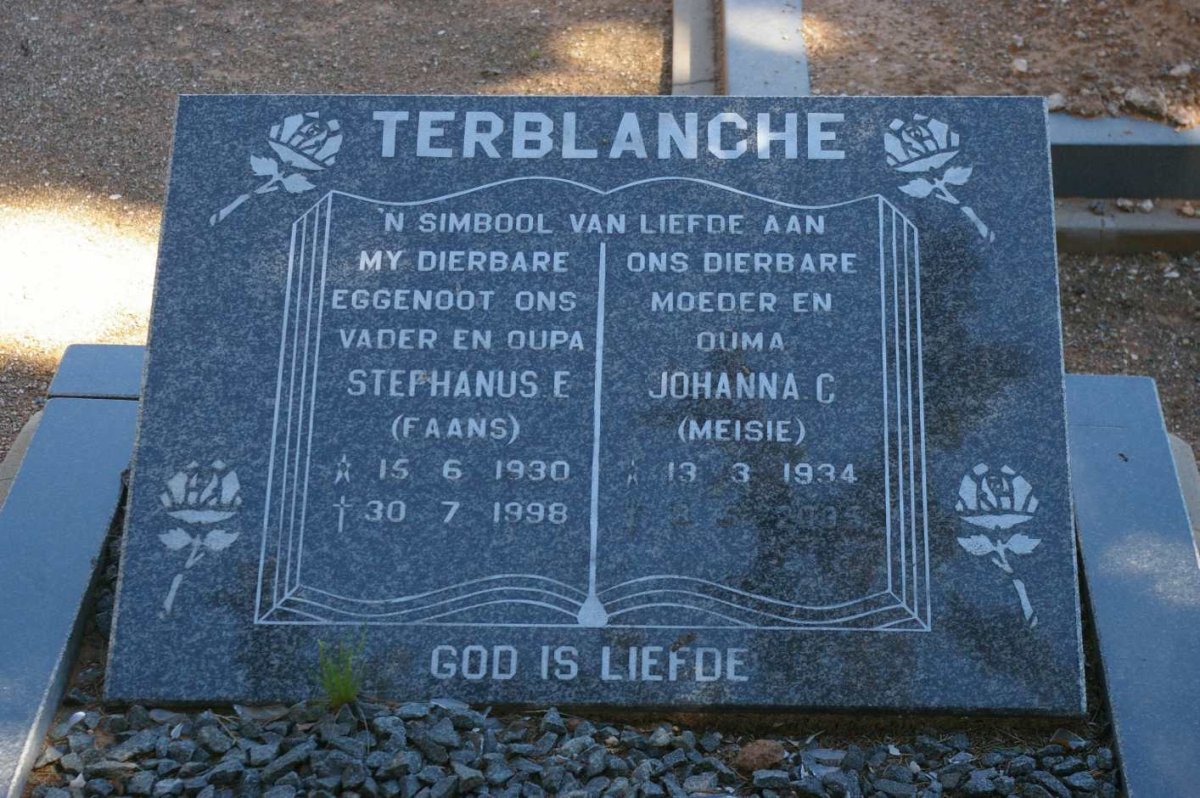 TERBLANCHE Stephanus E. 1930-1998 & Johanna C. 1934-2005