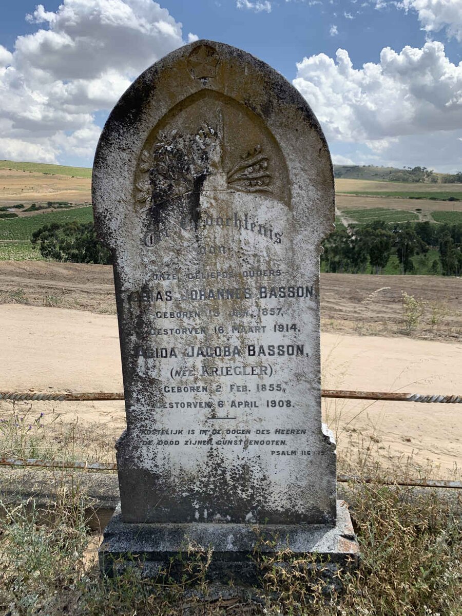 BASSON Tobias Johannes 1857-1914 &amp; Alida Jacoba KRIEGLER 1855-1908