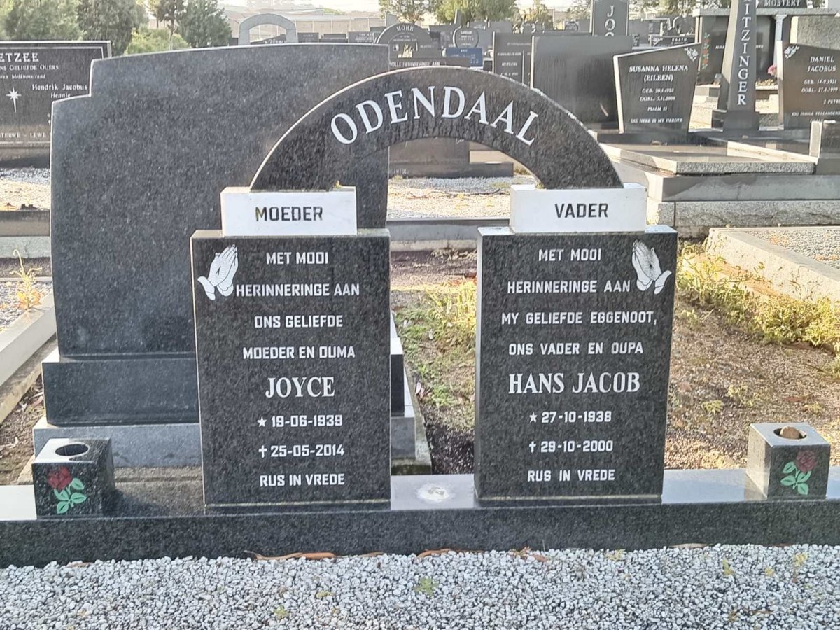 ODENDAAL Hans Jacob 1938-2000 & Joyce 1939-2014