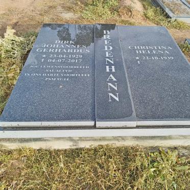 BREDENHANN Dirk Johannes Gerhardus 1929-2017 &amp; Christina Helena 1939-
